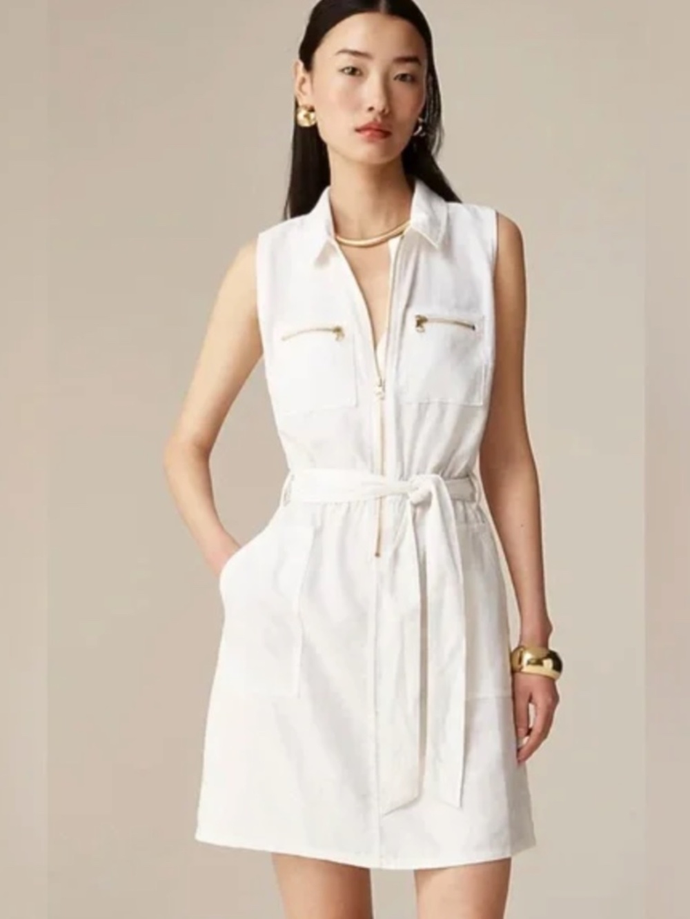 NWT Zip-front Linen blend Dress